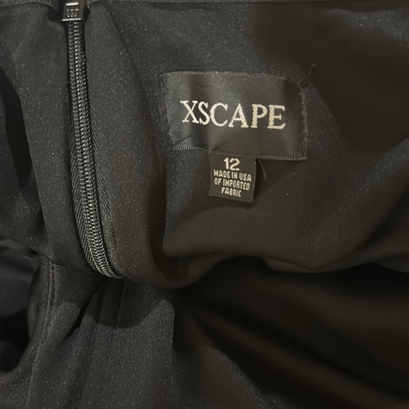 Xscape Off-the-Shoulder Ruffle Neck Short Sleeve Stretch Scuba Crepe Dress - Picture 7 of 8